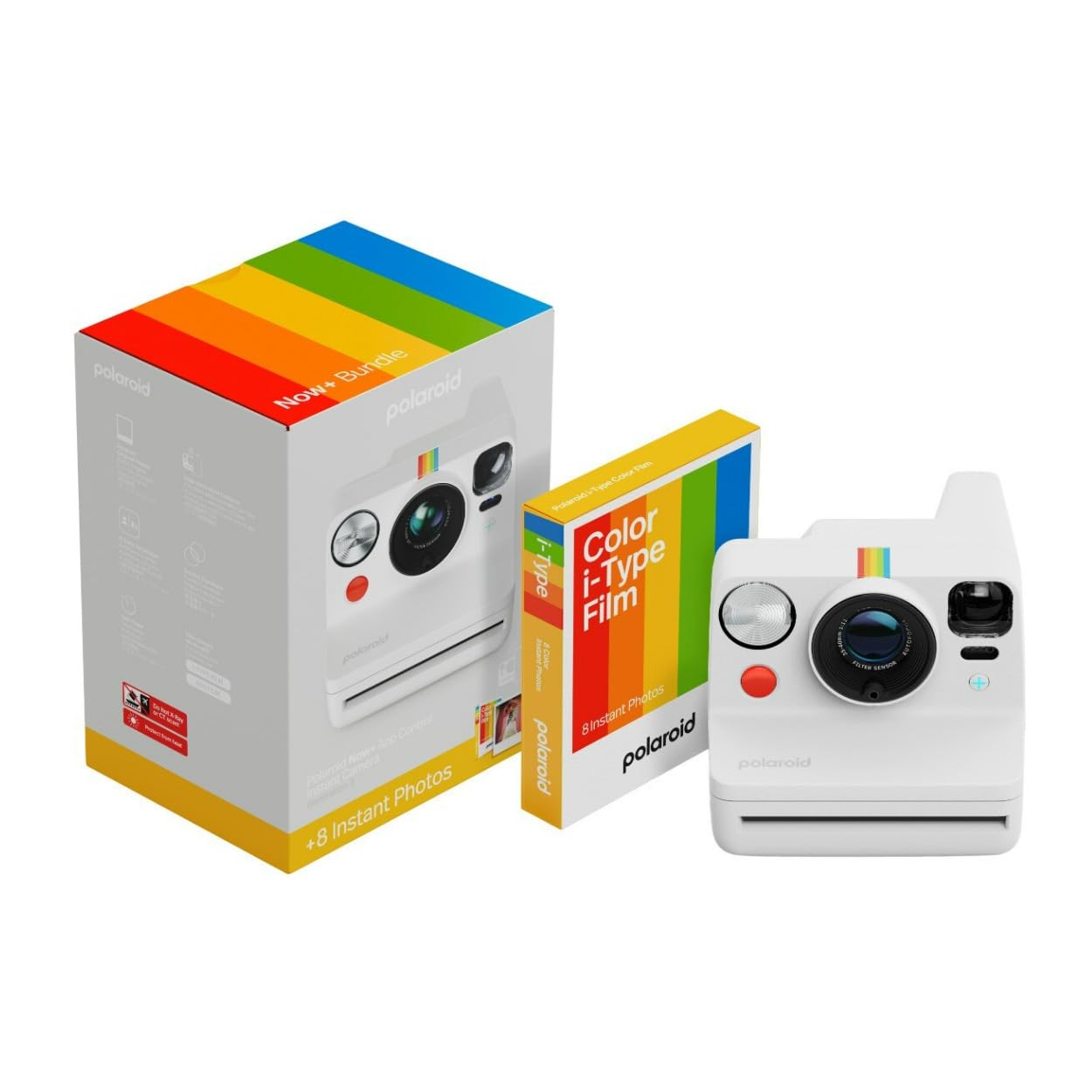 Polaroid Now+ Gen 3 Instant Camera, White + Color Film Pack (8